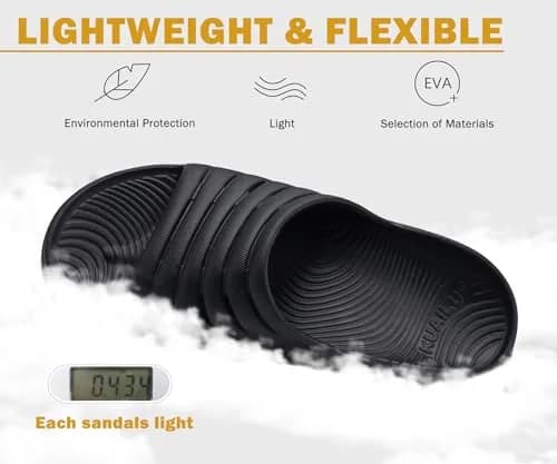 KuaiLu Recovery Sandals Women Comfortable Arch Support Slides Black Size 9 | Post-Workout Relief & Support thumbnail 7