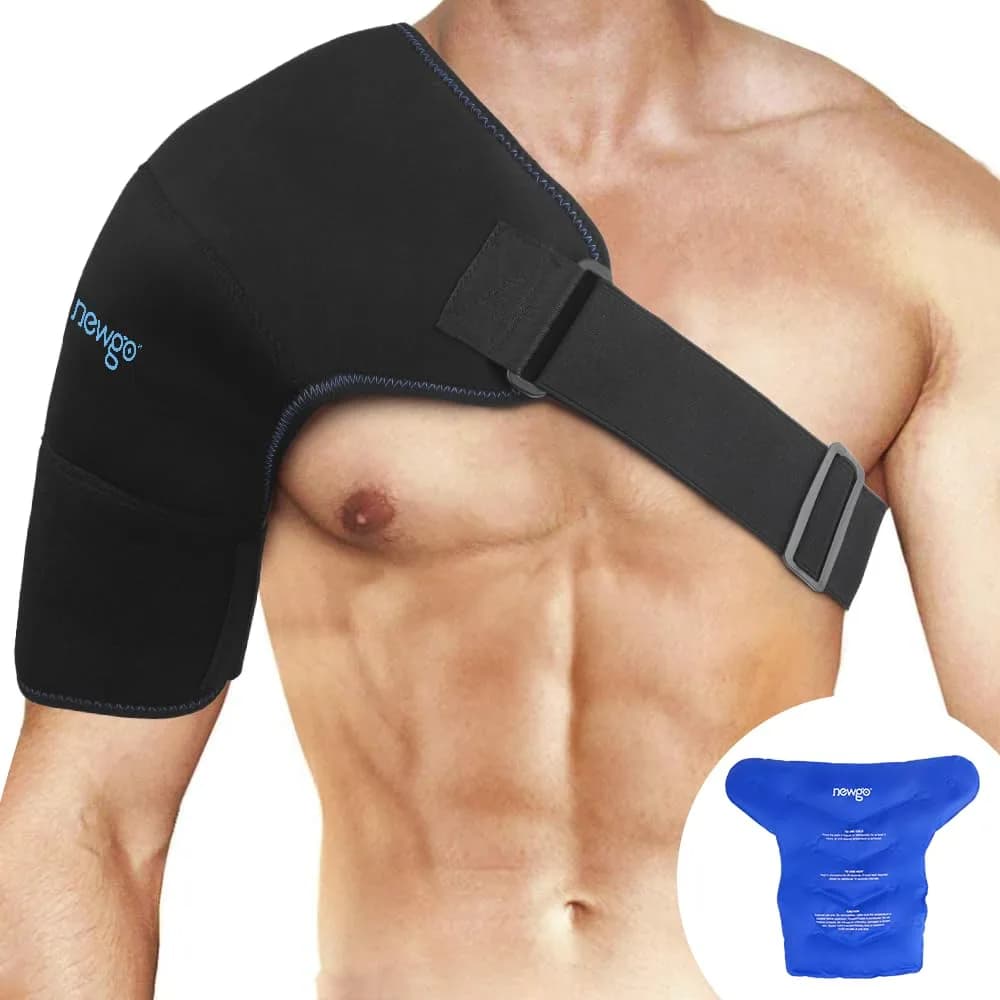 NEWGO XL Shoulder Ice Pack Wrap with Compression Strap for Rotator Cuff Pain Relief | 25.4cm (10in) Length - main product image