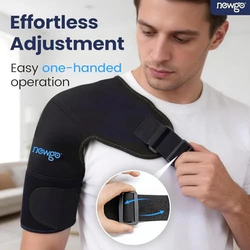 NEWGO XL Shoulder Ice Pack Wrap with Compression Strap for Rotator Cuff Pain Relief | 25.4cm (10in) Length thumbnail 4