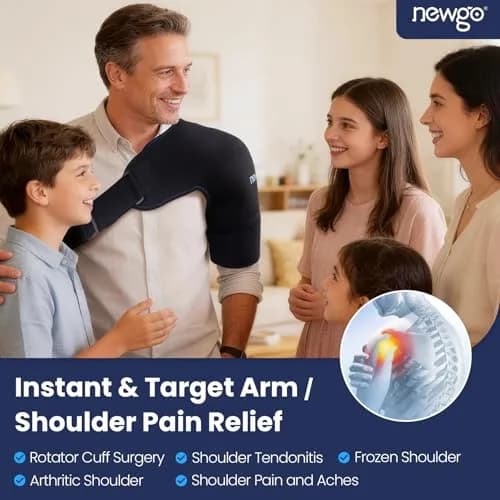 NEWGO XL Shoulder Ice Pack Wrap with Compression Strap for Rotator Cuff Pain Relief | 25.4cm (10in) Length thumbnail 6