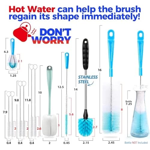 Holikme 11-Piece Tube Cleaning Lab Brush Set with Long Handle, Green | 4.3cm (1.7in) x 40cm (16in) Brush thumbnail 6
