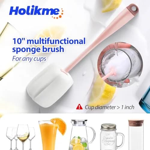 Holikme Bottle Brush Tube Cleaning Lab Set with Long Handle, Pink | Multi-Size Lab & Kitchen Brushes thumbnail 4
