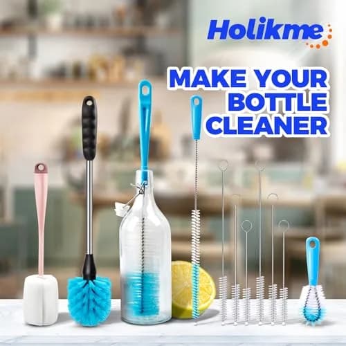 Holikme Bottle Brush Tube Cleaning Lab Set with Long Handle, Pink | Multi-Size Lab & Kitchen Brushes thumbnail 7