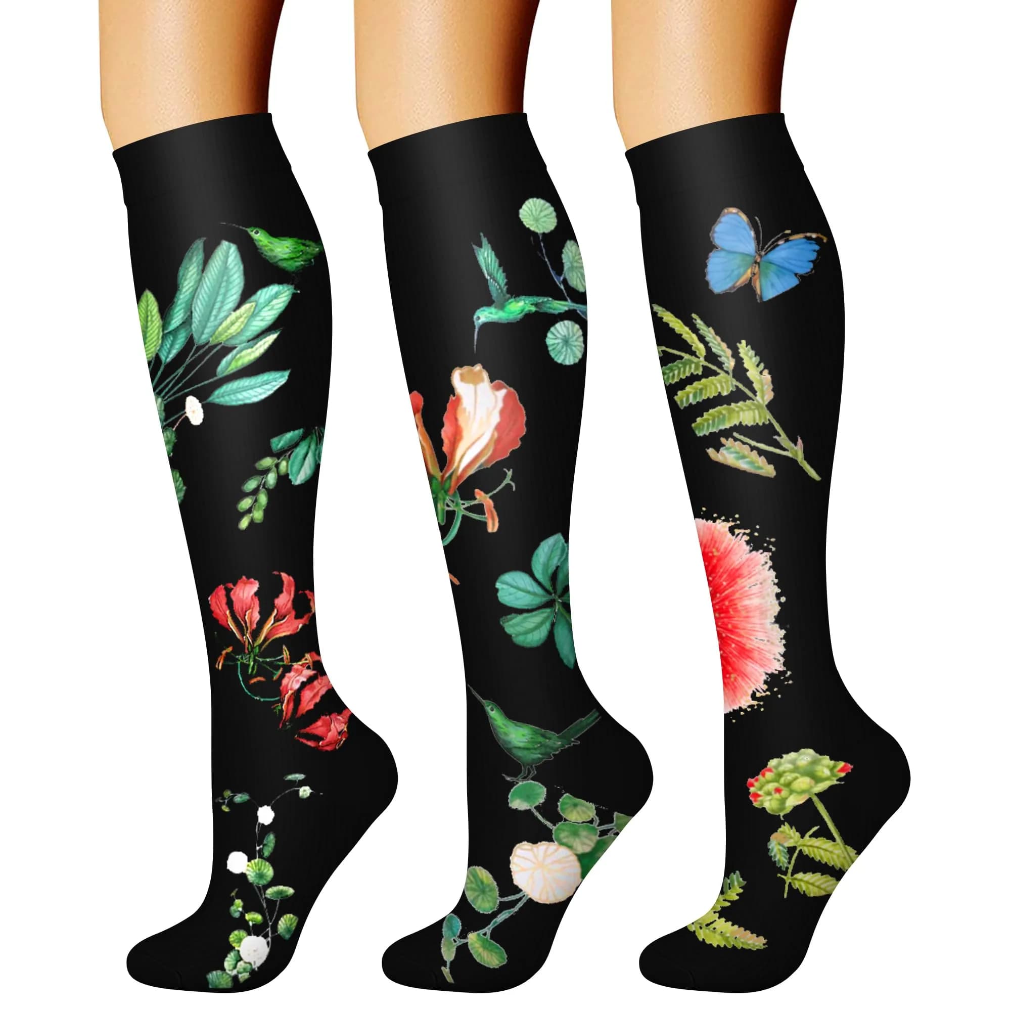 CHARMKING Compression Socks for Women & Men Circulation 15-20 mmHg | Support for Athletic Running & Cycling (S/M, Black) — 39 Green/Red/Blue