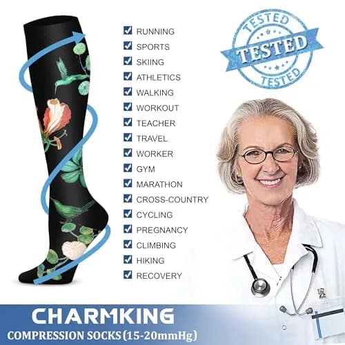 CHARMKING Compression Socks for Women & Men Circulation (3 Pairs) 15-20 mmHg | Medical Grade Support thumbnail 5