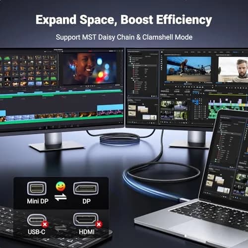 UGREEN VESA Certified 8K@60Hz Mini DisplayPort to DisplayPort Cable 6.6FT | Supports 8K Ultra HD & Gaming thumbnail 5