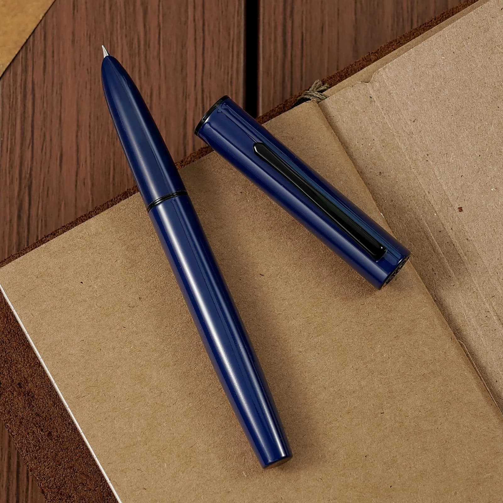 HONG DIAN C1 Fountain Pen Extra Fine Nib 0.4mm (140mm) | Smooth Writing Metal Pen with Converter — Dark Blue / Extra Fine