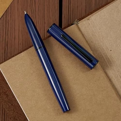 HONG DIAN C1 Fountain Pen Extra Fine Nib, Dark Blue & Classic Retro Design Metal Pen with Ink Converter (140mm, 26.5g) thumbnail 1