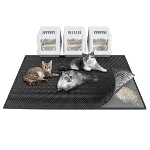Waretary Cat Litter Mat, 47"x 36" Waterproof, Scatter Control, Black | XL Size, Easy to Clean, Paw-Friendly thumbnail 1
