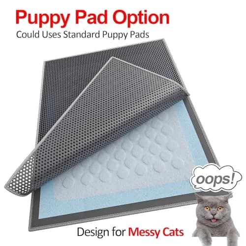 Waretary Cat Litter Mat, 47"x 36" Waterproof, Scatter Control, Grey | Large EVA Pet Mat for Clean Floors thumbnail 3