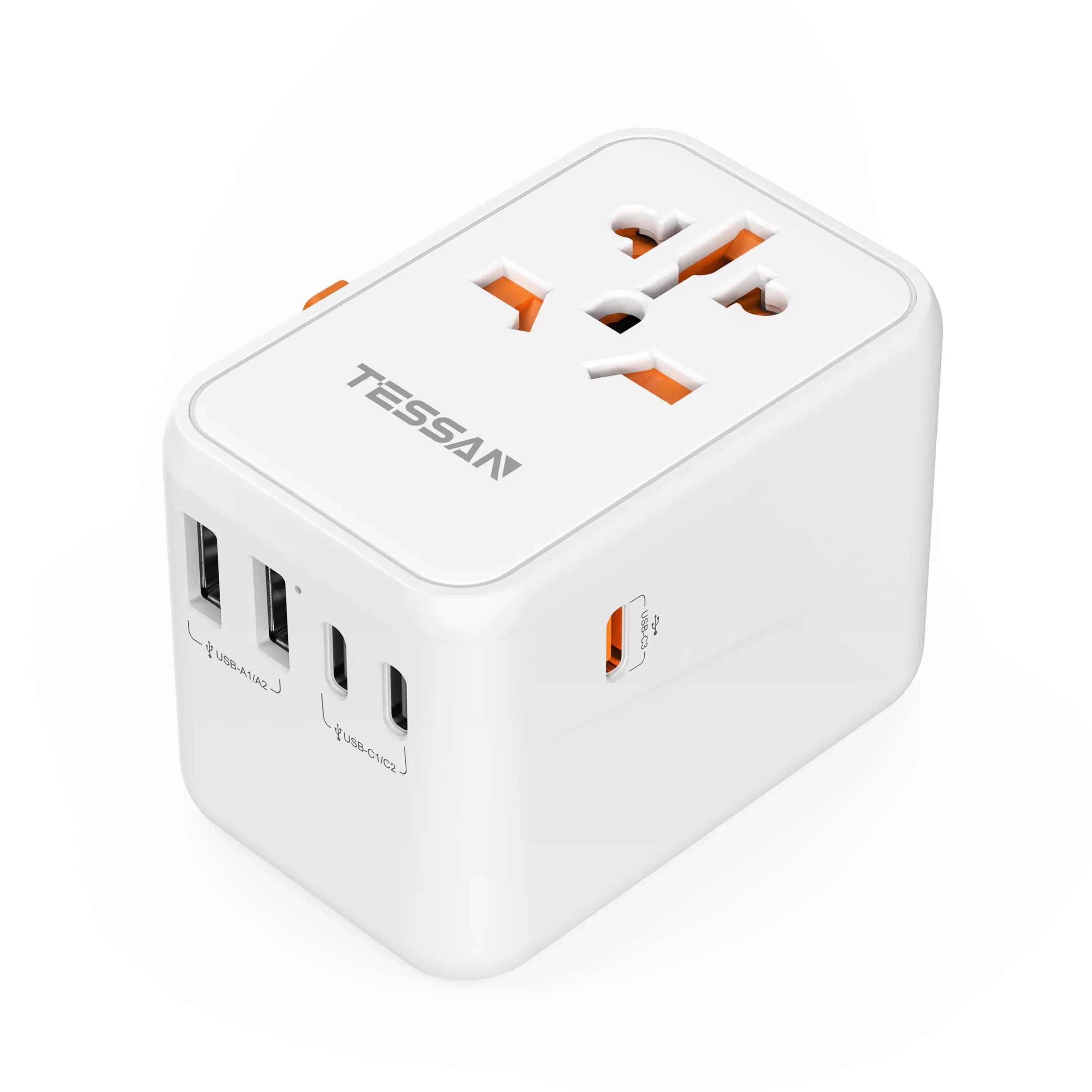 TESSAN Universal Travel Adapter GaN 65W 180g (6.3oz) | Worldwide Power Adapter for 224+ Countries