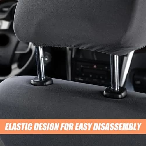 Crynod Black Knitted Stretch Car Seat Headrest Covers (2-Pack, 23cm x 27cm) | Universal Fit for Most Cars thumbnail 3