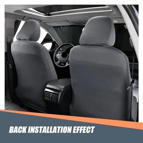 Crynod Dark Gray Knitted Stretch Headrest Covers (2 PCS, 23cm x 27cm) | Universal Fit for Most Cars thumbnail 5