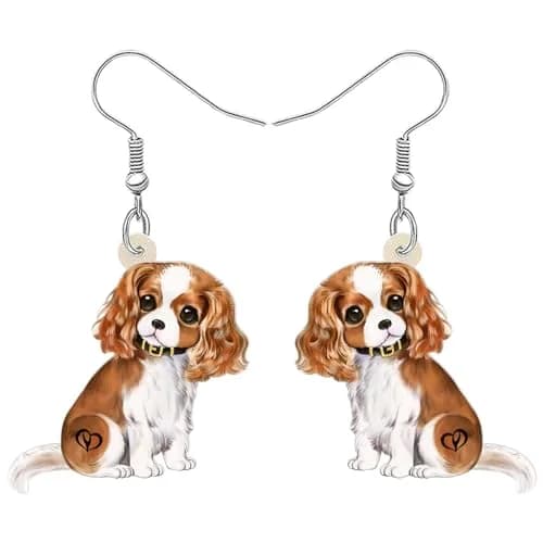 YINYA Acrylic Cavalier King Charles Spaniel Dog Earrings Dangle Drop Jewelry for Women (Brown) | Lightweight & Novelty thumbnail 1