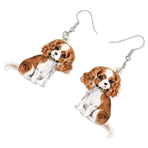 YINYA Acrylic Cavalier King Charles Spaniel Dog Earrings Dangle Drop Jewelry for Women (Brown) | Lightweight & Novelty thumbnail 3