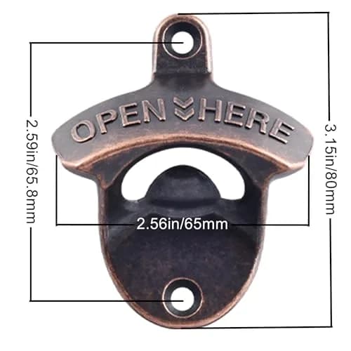 HAIICEN Vintage Copper Wall Mount Bottle Opener 2-Pack | Rustic Beer Cap Opener with Screws thumbnail 6