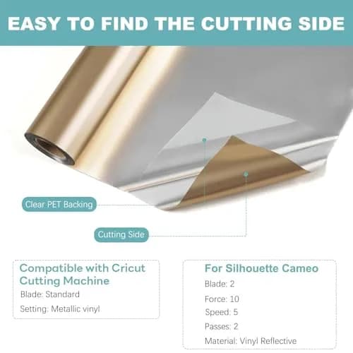 HTVRONT Champagne Gold Matte Vinyl Roll 12" x 10FT (305cm) | Permanent Adhesive for Crafts & Decals thumbnail 3