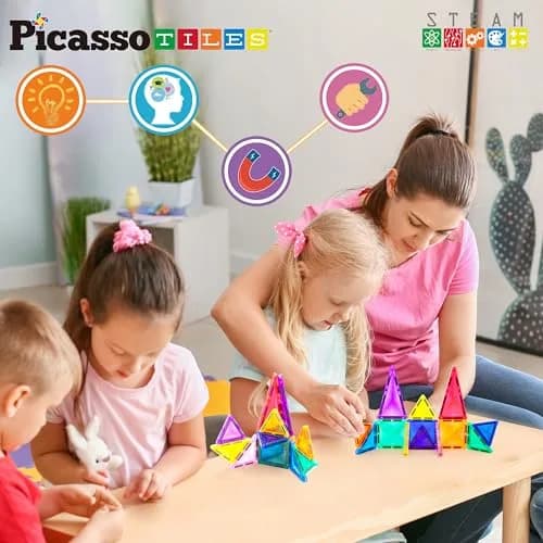 PicassoTiles Mini Diamond Series Magnet Building Blocks Toy Set 13pcs | Portable STEM Learning Kit for Kids 3+ thumbnail 5