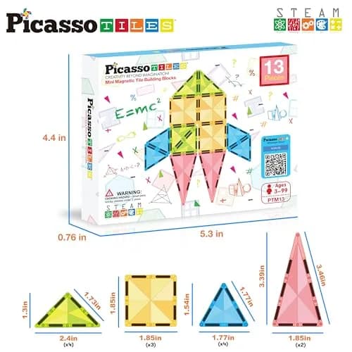 PicassoTiles Mini Diamond Series Magnet Building Blocks Toy Set 13pcs | Portable STEM Learning Kit for Kids 3+ thumbnail 6