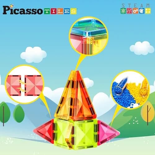 PicassoTiles Mini Diamond Series Magnet Building Blocks Toy Set 13pcs | Portable STEM Learning Kit for Kids 3+ thumbnail 3