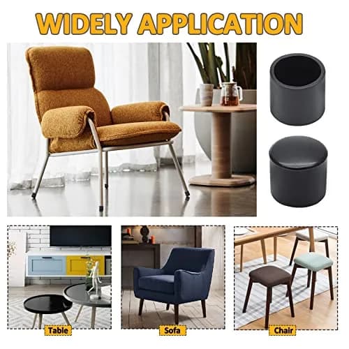 Auvotuis Black PVC Chair Leg Tips 16mm (0.63 Inch) Diameter | Protects Floors & Furniture thumbnail 6