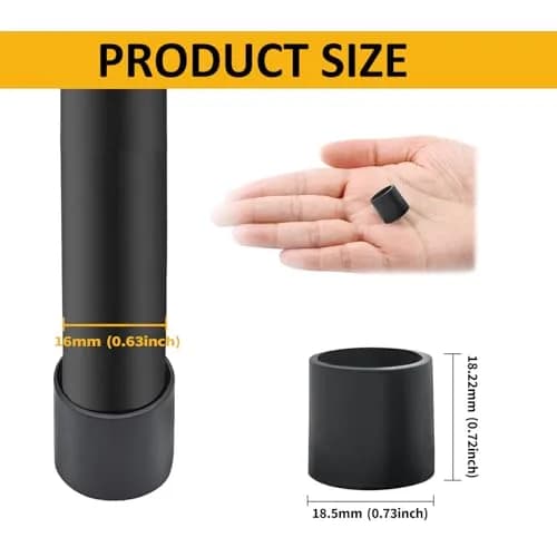 Auvotuis Black PVC Chair Leg Tips 16mm (0.63 Inch) Diameter | Protects Floors & Furniture thumbnail 2