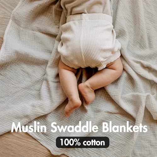 LYRICHOM BABY Muslin Swaddle Blankets 3 Pack | Breathable Organic Cotton for Newborns thumbnail 3