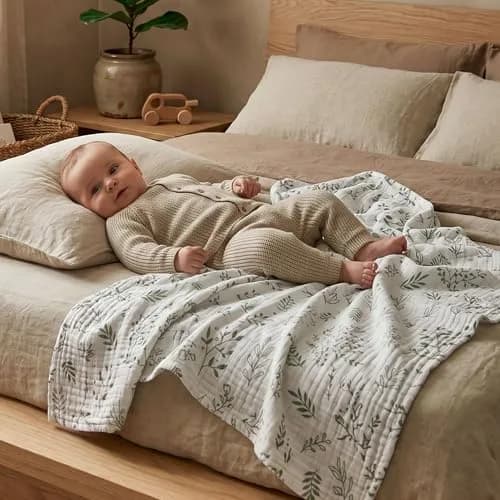LYRICHOM BABY Muslin Swaddle Blankets 3 Pack | Breathable Organic Cotton for Newborns thumbnail 4