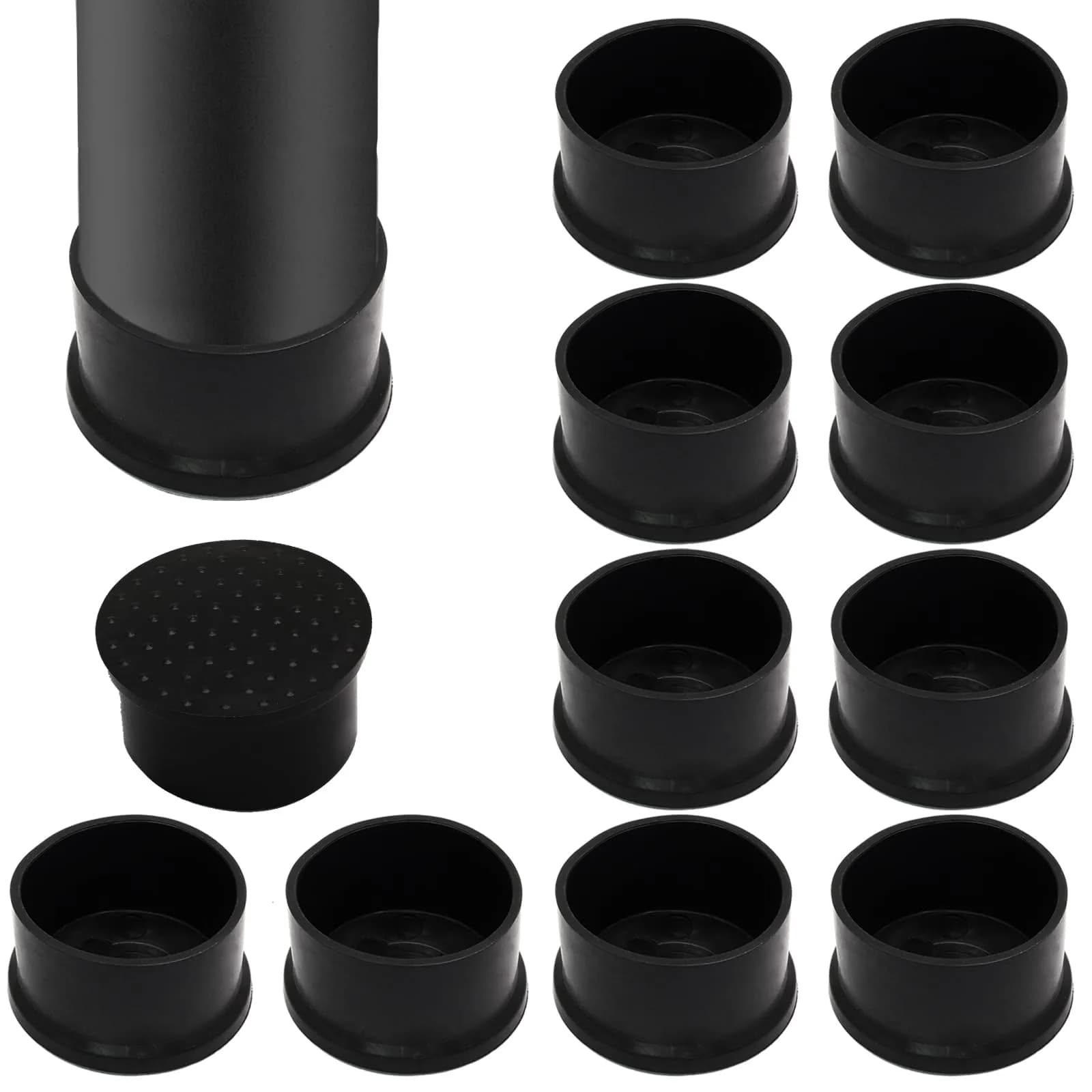 Auvotuis Black PVC Chair Leg Tips 48mm (1.89 Inch) | Protects Floors & Reduces Noise