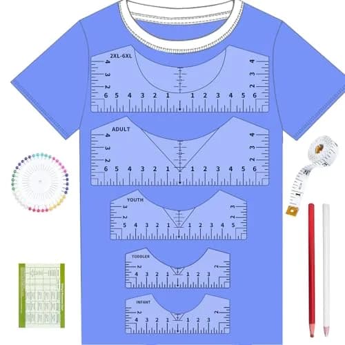 tietoc T-Shirt Ruler Guide Set with Measuring Tape | 4 Sizes for Vinyl Alignment & Heat Press thumbnail 1