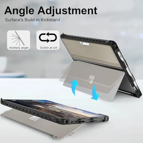 YORUNOHOSHI 12.3" Surface Pro Rugged Cover Case with Pen Holder | Translucent Black thumbnail 4