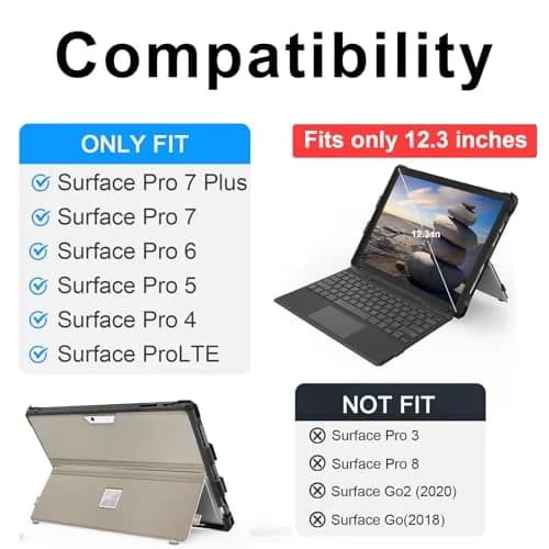 YORUNOHOSHI 12.3" Surface Pro Rugged Cover Case with Pen Holder | Translucent Black thumbnail 2