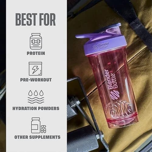 BlenderBottle Strada Shaker Bottle 24 oz (710 ml) Purple | Leak-Proof Locking Lid & BlenderBall Whisk thumbnail 5