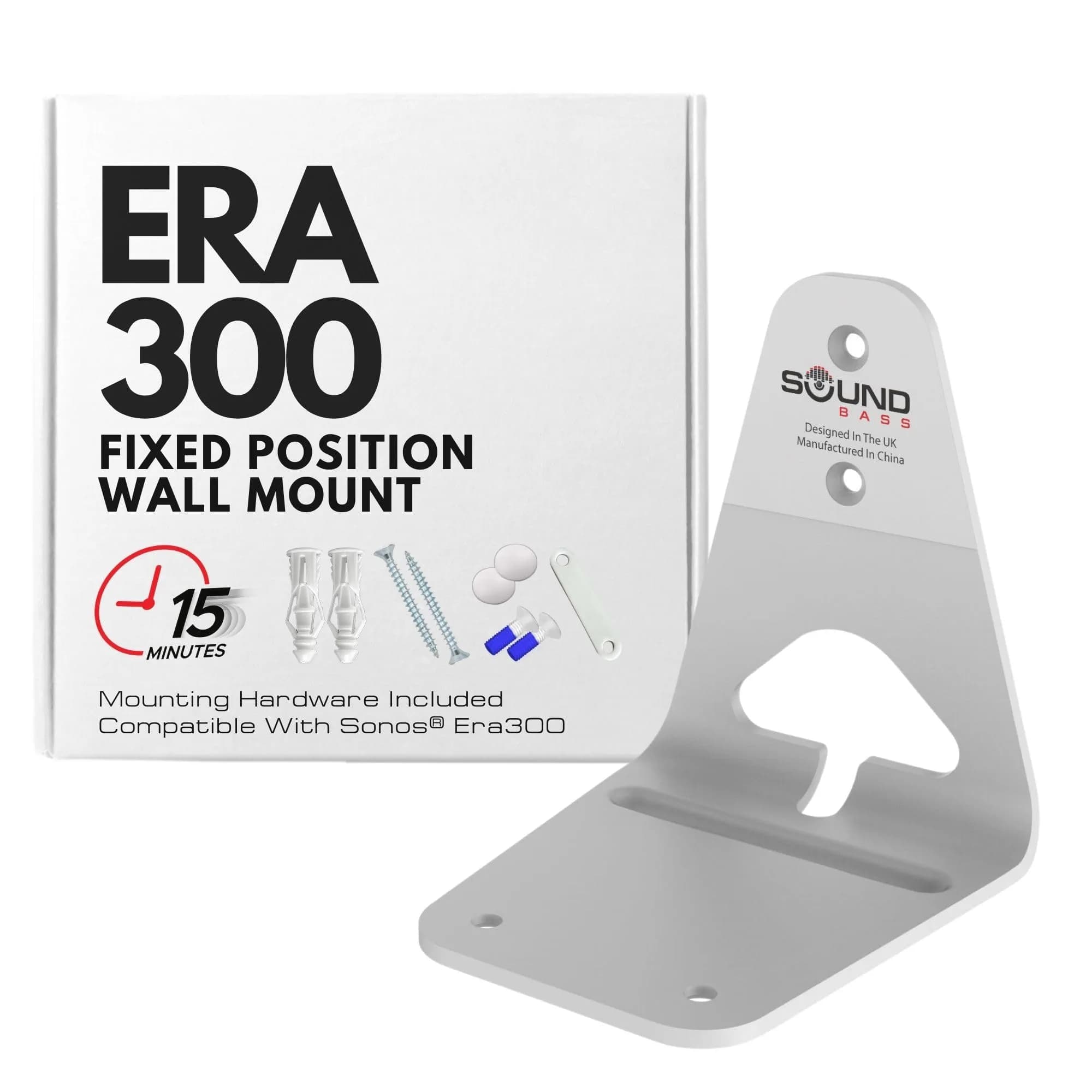 Sound Bass ERA300 Wall Mount Bracket White Single Unit | Low Profile Design for Sonos ERA 300 Speaker
