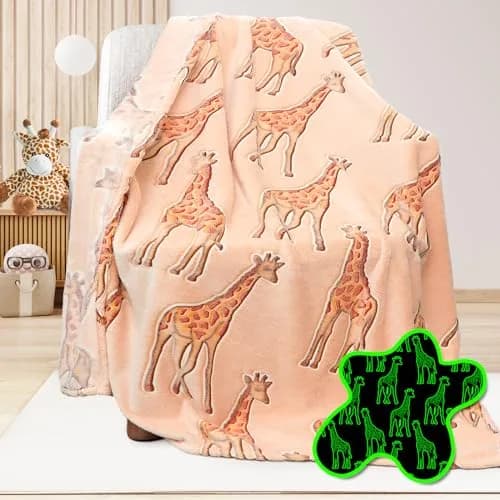 UOFON Giraffe Blanket 50" x 60" | Glow in The Dark Animal Throw for Kids & Adults thumbnail 1