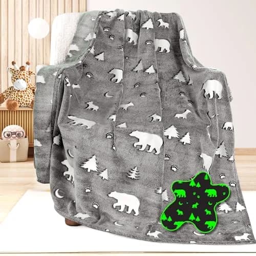 UOFON Glow Bear Throw Blanket 127x152 cm (50x60 inches) | Soft Plush Flannel for Kids & Women thumbnail 1