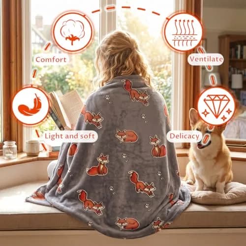 UOFON Glow Fox Blanket 127x152 cm (50 x 60 inches) | Soft Plush Fleece Throw for Kids and Adults thumbnail 4
