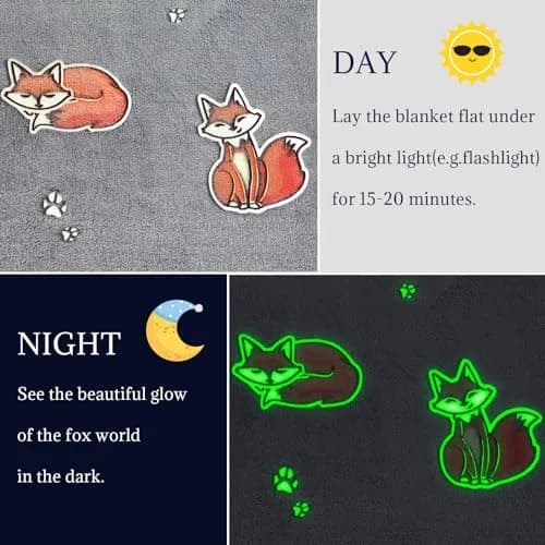 UOFON Glow Fox Blanket 127x152 cm (50 x 60 inches) | Soft Plush Fleece Throw for Kids and Adults thumbnail 7