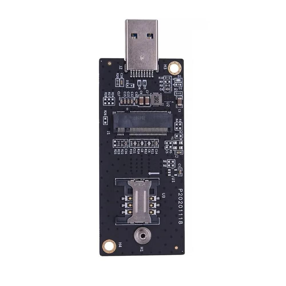 Xiwai M.2 Key-B NGFF WWAN to USB 3.0 Riser Card Adapter with SIM Slot for 3G/4G/5G LTE Wireless Modules (10cm x 10cm x 1cm) - main product image