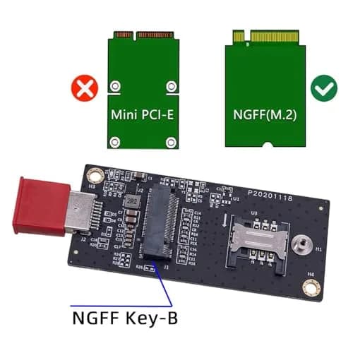 Xiwai M.2 Key-B NGFF WWAN to USB 3.0 Riser Card Adapter with SIM Slot for 3G/4G/5G LTE Wireless Modules (10cm x 10cm x 1cm) thumbnail 6