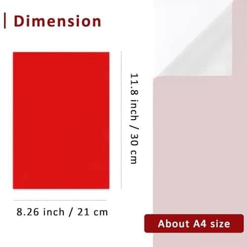 Caydo Red Self Adhesive Felt Sheets | DIY Craft Velvet Sheets, 21cm x 30cm thumbnail 2