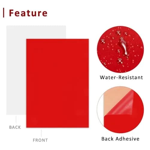 Caydo Red Self Adhesive Felt Sheets | DIY Craft Velvet Sheets, 21cm x 30cm thumbnail 3