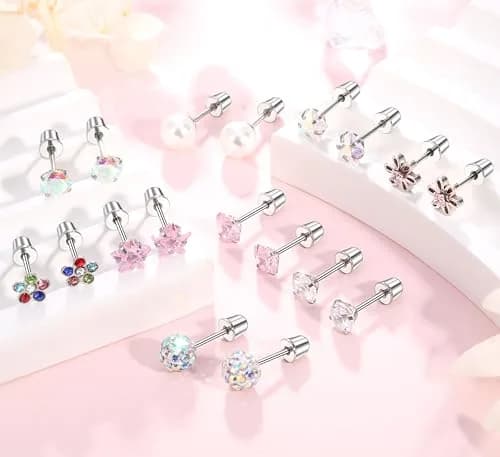 Leocuci Hypoallergenic Earring | Stainless Steel Flat Back Stud with Screw Back (0.81 oz/24 pcs) thumbnail 5