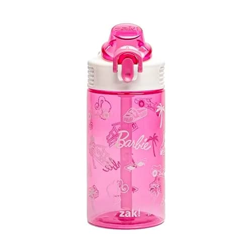 Zak Designs Barbie Sage 16oz Leak-Proof Straw Kids Water Bottle, Plastic | BPA-Free Durable Kid-Friendly thumbnail 1
