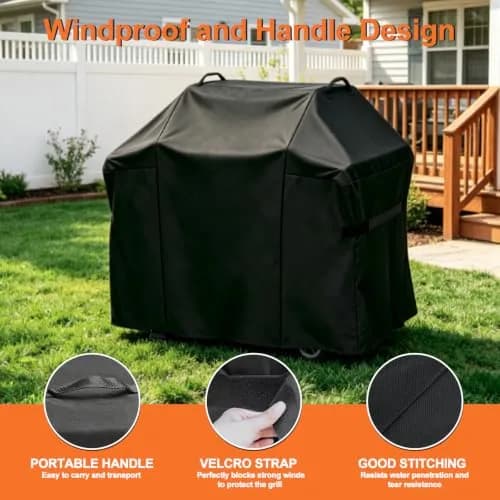 Blackhoso 48" Grill Cover for Weber Spirit II 200/210 Series, 122cm x 69cm x 107cm | Heavy Duty 600D Oxford Waterproof Grill Protection thumbnail 3