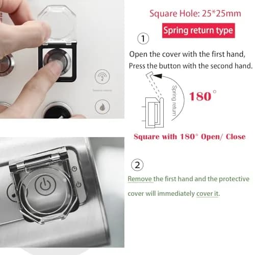 ZGSZJHF Push Button Switch Protector Cover for 39x34mm Square Hole, 2-Pack | Dustproof & Collision Resistant thumbnail 4