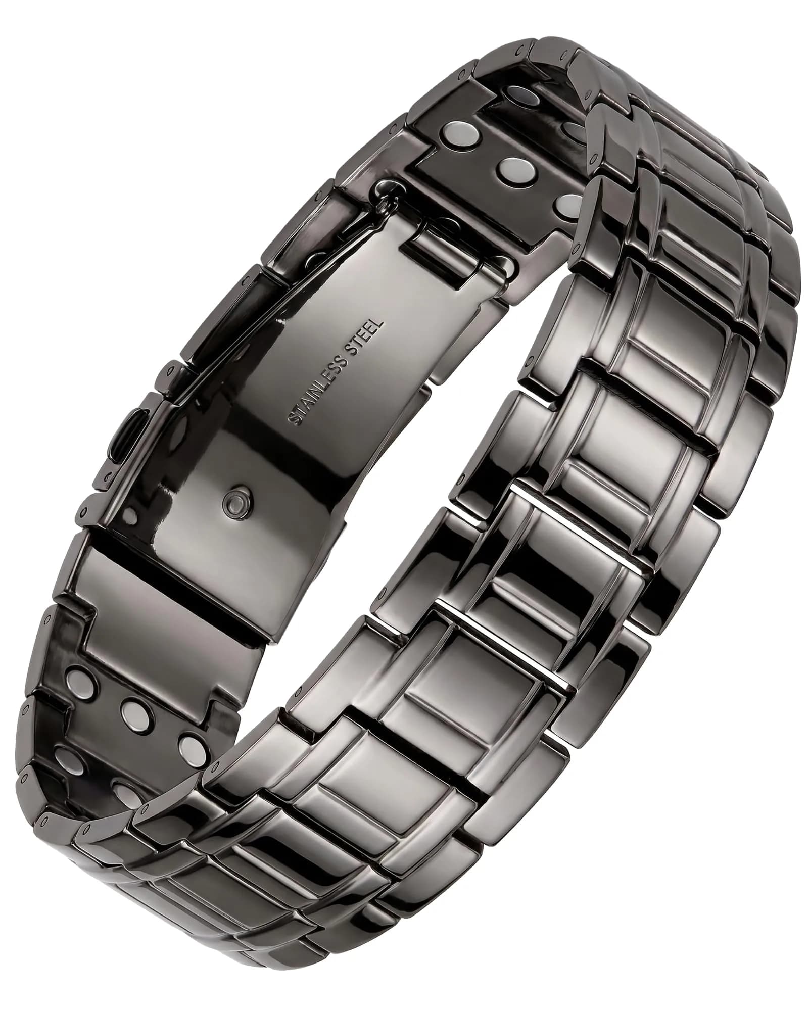 Feraco Magnetic Bracelet for Men Stainless Steel Jewelry, 21.7 cm (8.54 inch) Black — Gray-new
