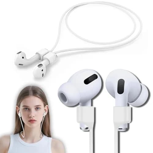 Mooyavia Ultra Strong Magnetic Anti-Lost Strap for AirPods Pro-White | Sport Silicone Neck Lanyard thumbnail 1