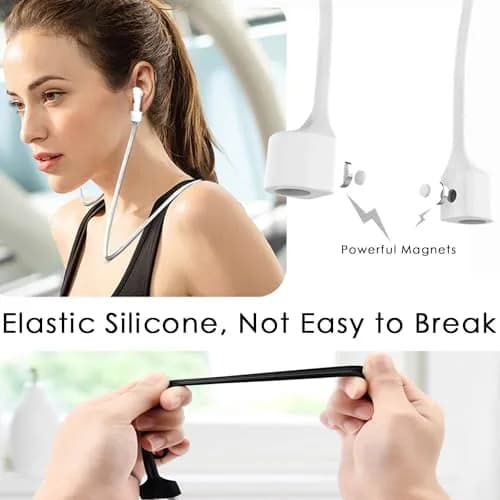 Mooyavia Ultra Strong Magnetic Anti-Lost Strap for AirPods Pro-White | Sport Silicone Neck Lanyard thumbnail 5