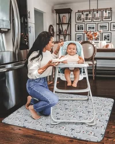 Blissful Diary Baby Splat Mat for High Chair, 128 x 128 cm (50.4 x 50.4 Inch) | Waterproof & Washable Floor Protector thumbnail 4